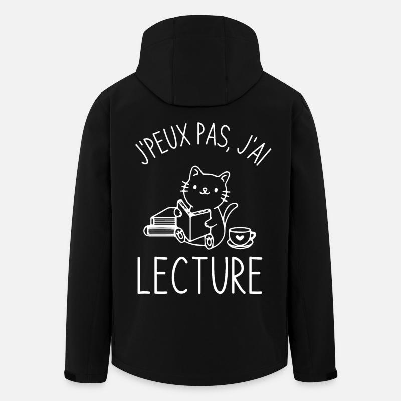 Lecture café chat mignon - Veste softshell homme en polyester recyclé Stanley/Stella - noir