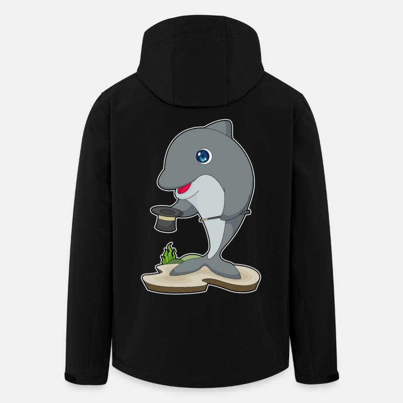 Delfin Zauberer Zylinder - Recycelte Männer Softshell-Jacke von Stanley/Stella - Schwarz