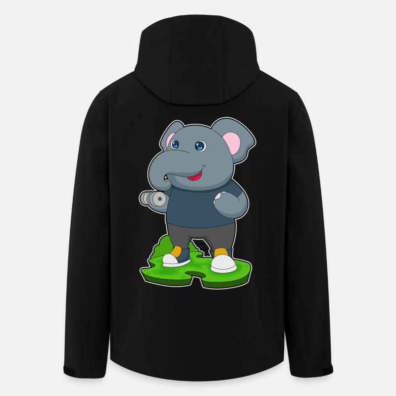 Bodybuilding éléphant avec haltères - Veste softshell homme en polyester recyclé Stanley/Stella - noir