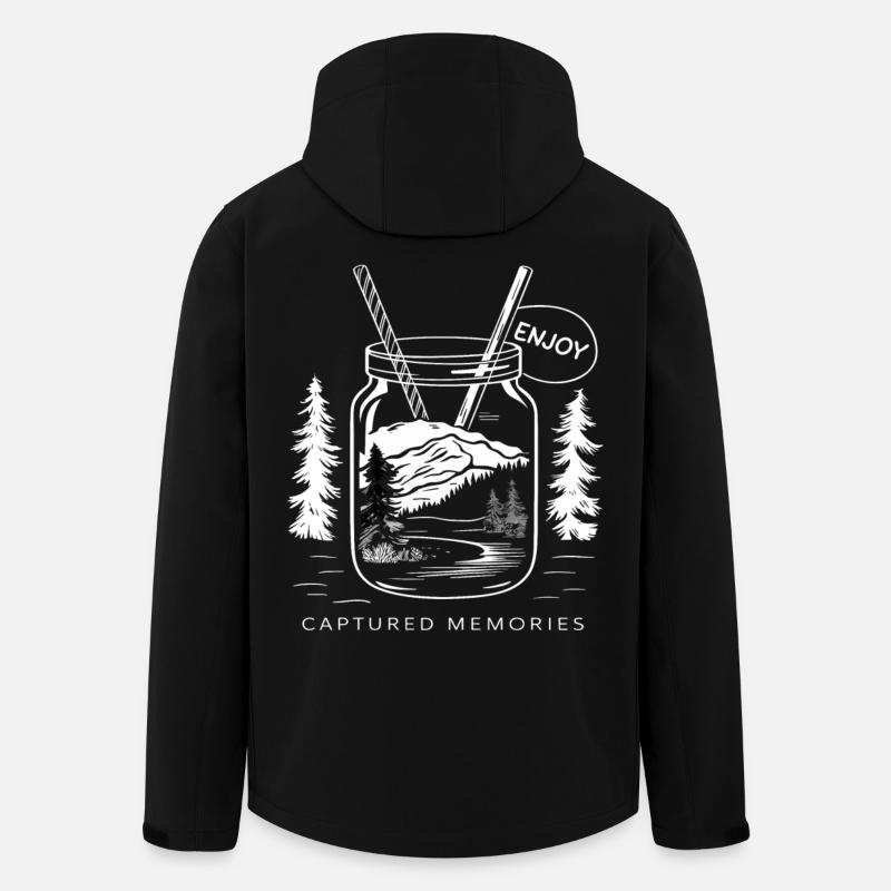 Minimalistische Outdoor Erinnungen im Einmachglas - Recycelte Männer Softshell-Jacke von Stanley/Stella - Schwarz