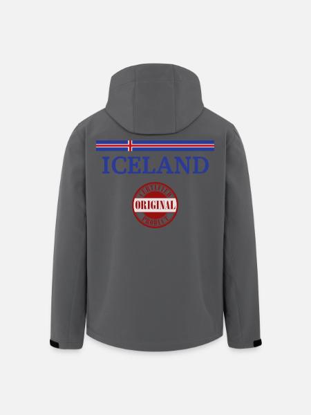 Islands flagga, isländsk stolthet - Softshelljacka herr i återvunnen polyester Stanley/Stella - svart