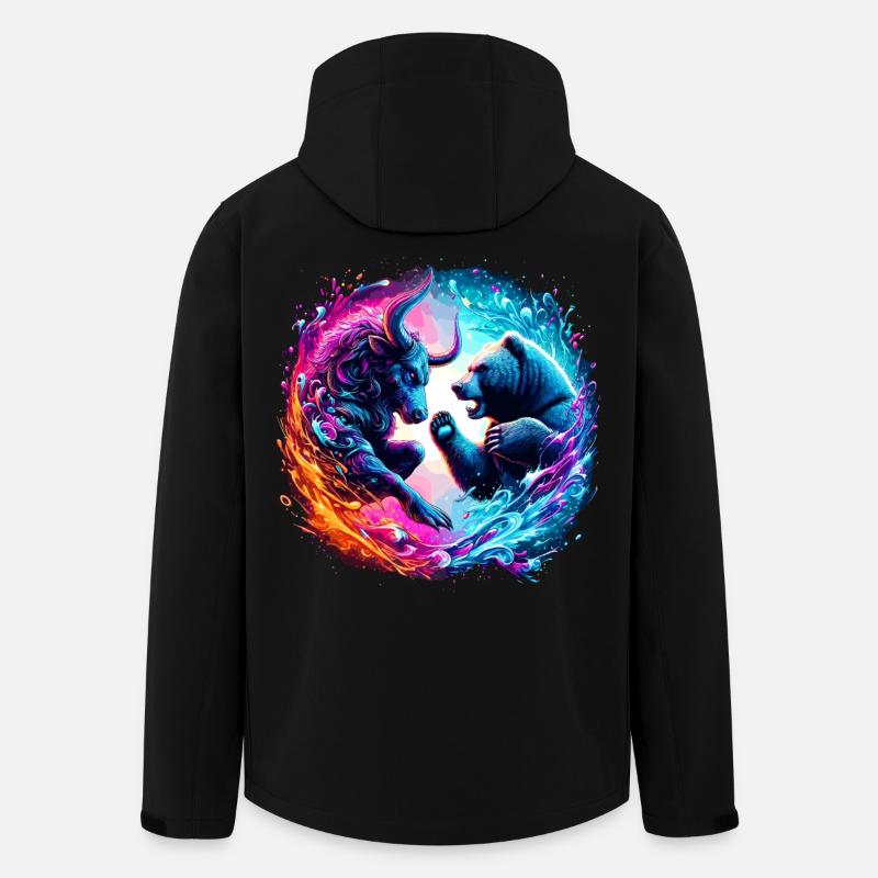 Bulle vs Bär Börsen Kampf - Recycelte Männer Softshell-Jacke von Stanley/Stella - Schwarz