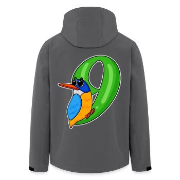 9th Birthday Motif Bird - 9 Years - Men’s Recycled Softshell Jacket by Stanley/Stella - black - Back - AI Model Male 185 light (185cm)