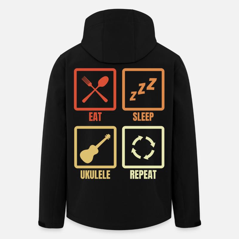 Manger dormir ukulélé répéter - Veste softshell homme en polyester recyclé Stanley/Stella - noir