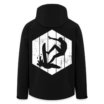 Wellenreiter Skizze - Recycelte Männer Softshell-Jacke von Stanley/Stella - Schwarz - Hinten - AI Model Male 185 light (185cm)