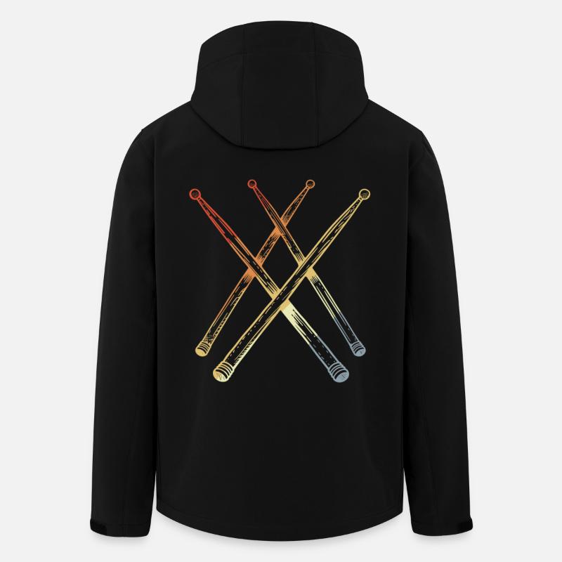 Retro Drumsticks Sketch - Men’s Recycled Softshell Jacket by Stanley/Stella - black