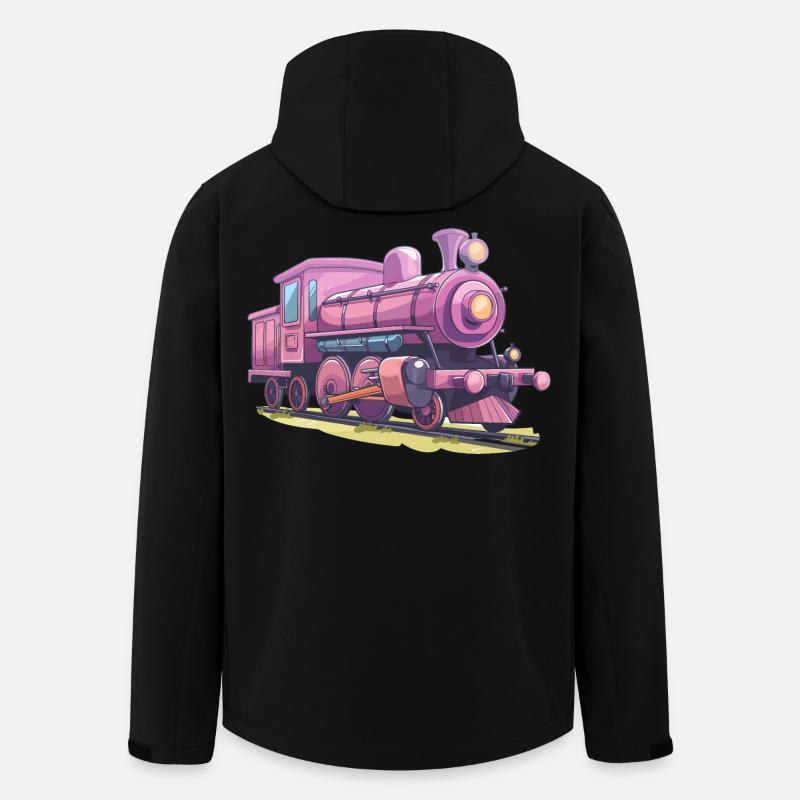 Lokomotive Comic Look - Recycelte Männer Softshell-Jacke von Stanley/Stella - Schwarz