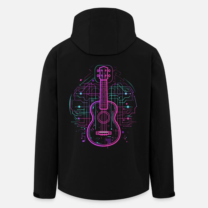 Ukulele Skizze Retro - Recycelte Männer Softshell-Jacke Discoverer von Stanley/Stella - Schwarz