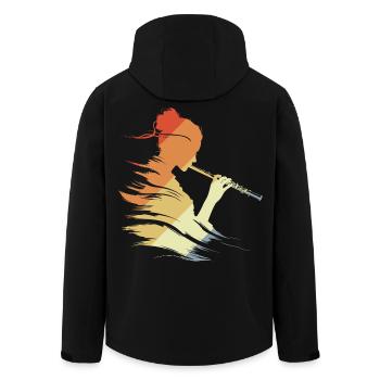 Flûte Girl Graphique Rétro - Veste softshell homme en polyester recyclé Stanley/Stella - noir - Dos - AI Model Male 185 light (185cm)