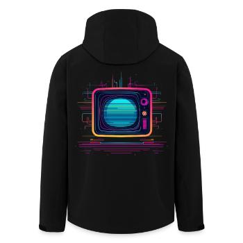 TV 80s Look - Men’s Recycled Softshell Jacket by Stanley/Stella - black - Back - AI Model Male 185 light (185cm)