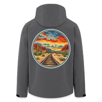 Eisenbahn - Recycelte Männer Softshell-Jacke von Stanley/Stella - Schwarz - Hinten - AI Model Male 185 light (185cm)