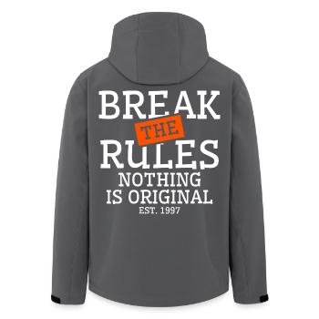 break rules original - Men’s Recycled Softshell Jacket by Stanley/Stella - black - Back - AI Model Male 185 light (185cm)