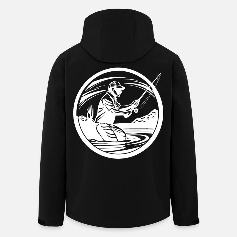 Dessin de pêche - Veste softshell homme en polyester recyclé Stanley/Stella - noir