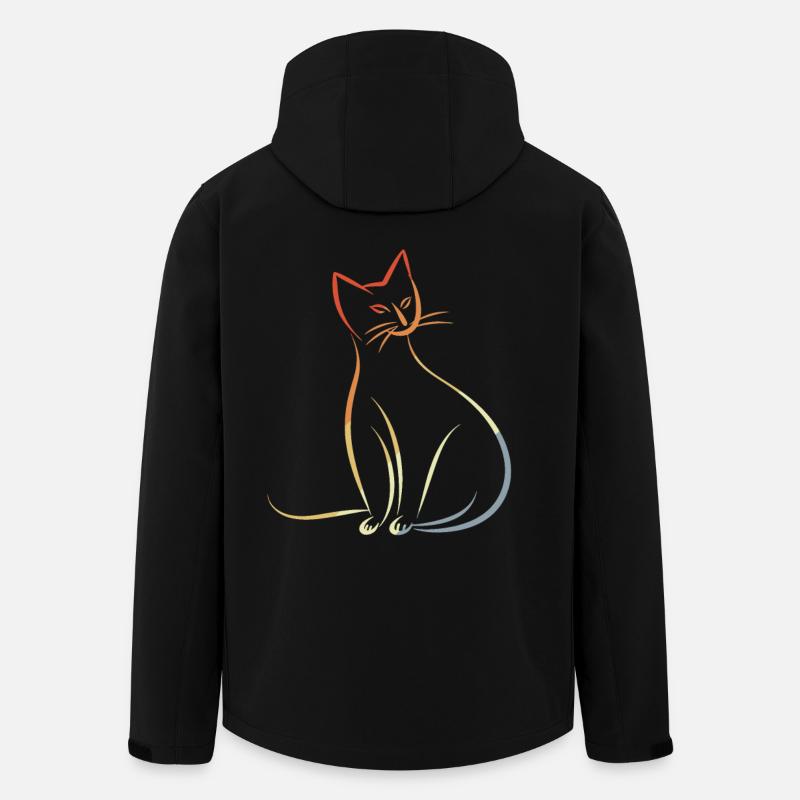 Croquis de chat rétro - Veste softshell homme en polyester recyclé Stanley/Stella - noir