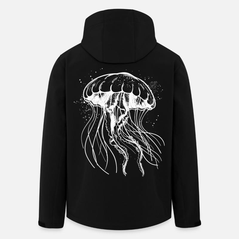 White Jellyfish Motif - Jellyfish - Men’s Recycled Softshell Jacket by Stanley/Stella - black