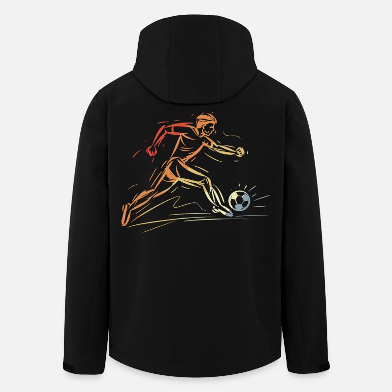 Joueur de football dessinant rétro - Veste softshell homme en polyester recyclé Stanley/Stella - noir
