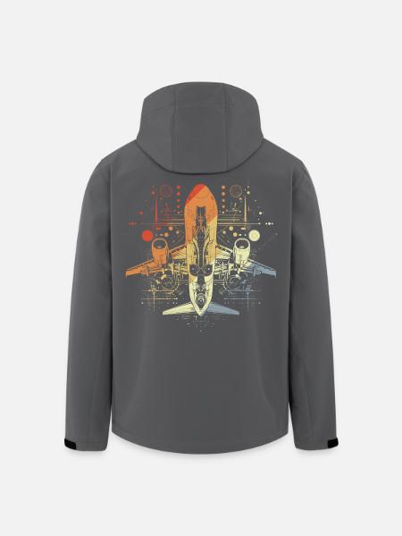 Airplane Drawing Retro Look - Men’s Recycled Softshell Jacket by Stanley/Stella - black