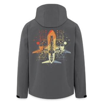 Airplane Drawing Retro Look - Men’s Recycled Softshell Jacket by Stanley/Stella - anthracite - Back - AI Model Male 185 light (185cm)