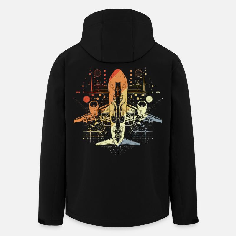 Airplane Drawing Retro Look - Men’s Recycled Softshell Jacket by Stanley/Stella - black
