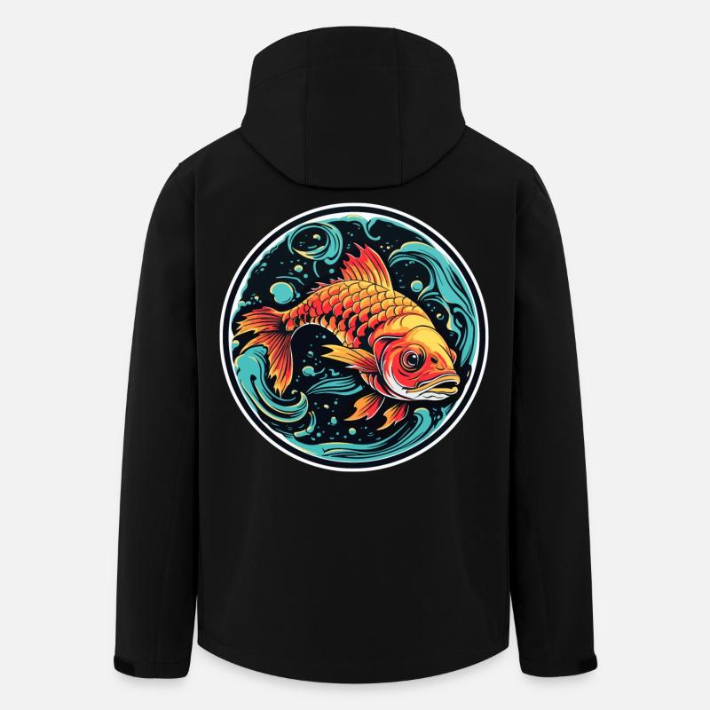 Fish Illustration - Men’s Recycled Softshell Jacket by Stanley/Stella - black