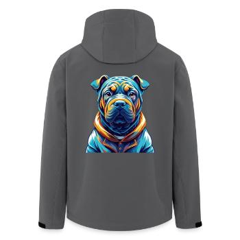 Miniatur Shar Pei Hunderasse Karikatur Kawaii - Recycelte Männer Softshell-Jacke von Stanley/Stella - Schwarz - Hinten - AI Model Male 185 light (185cm)