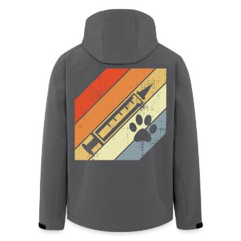 Retro Spritze - Recycelte Männer Softshell-Jacke von Stanley/Stella - Schwarz - Hinten - AI Model Male 185 light (185cm)