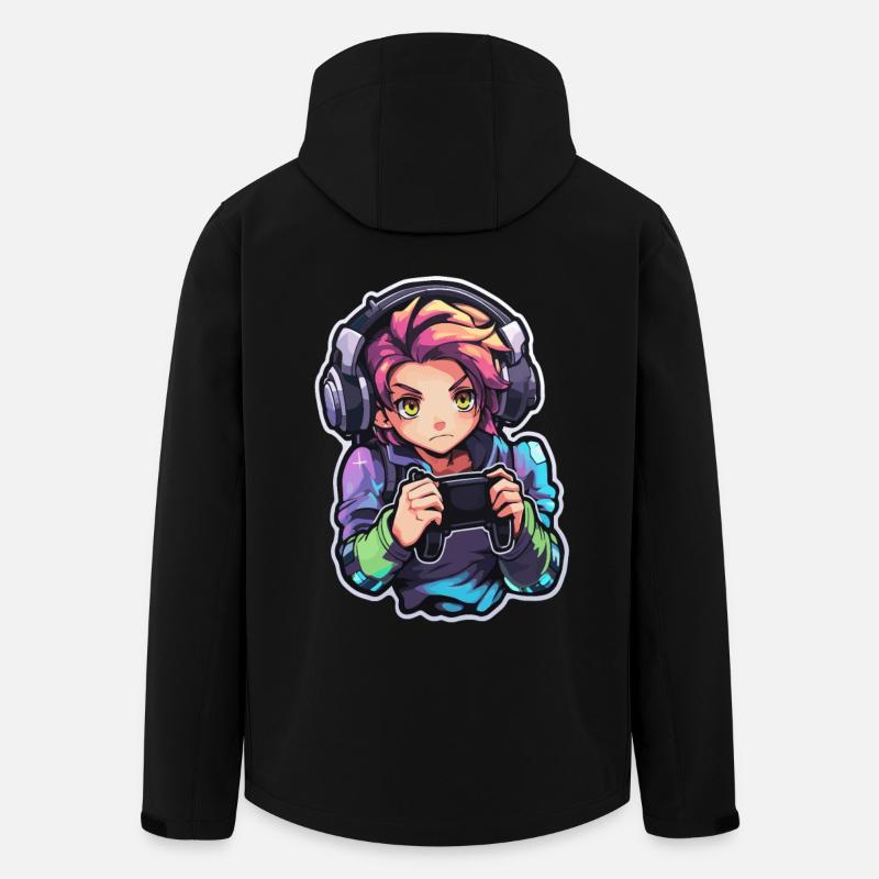 Gamer Anime Look - Recycelte Männer Softshell-Jacke von Stanley/Stella - Schwarz