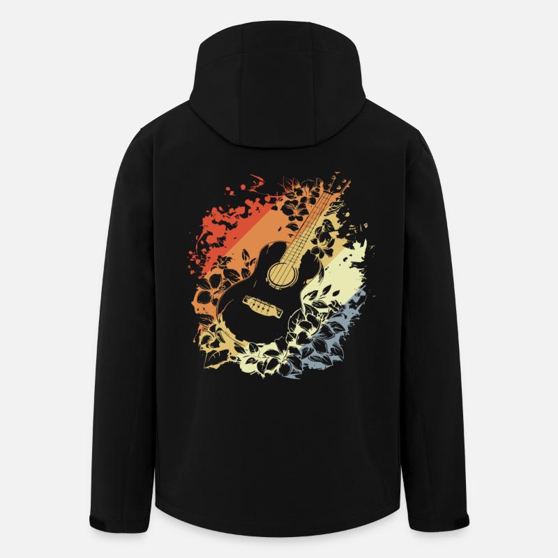Ukulélé Look Bande Dessinée - Veste softshell homme en polyester recyclé Stanley/Stella - noir