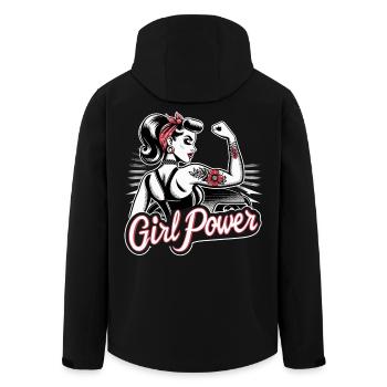 Frauenpower Stärke Frau Rockabilly Geschenk - Recycelte Männer Softshell-Jacke von Stanley/Stella - Schwarz - Hinten - AI Model Male 185 light (185cm)