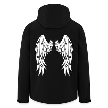 Ailes d’ange blanches sur le dos - Veste softshell homme en polyester recyclé Stanley/Stella - noir - Dos - AI Model Male 185 light (185cm)