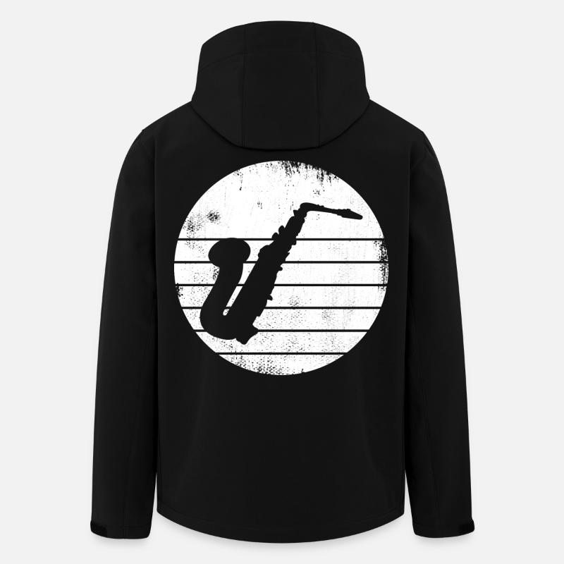 Dessin de saxophone - Veste softshell homme en polyester recyclé Stanley/Stella - noir