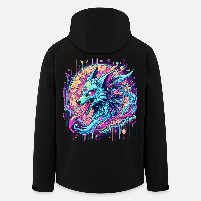 Psychedelic Fox Head Goa Art - Men’s Recycled Softshell Jacket by Stanley/Stella - black