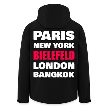 Bielefeld Stadt - Recycelte Männer Softshell-Jacke von Stanley/Stella - Schwarz - Hinten - AI Model Male 185 light (185cm)