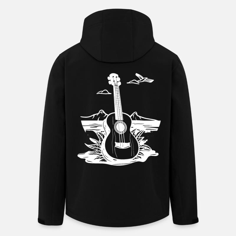Croquis de ukulélé - Veste softshell homme en polyester recyclé Stanley/Stella - noir