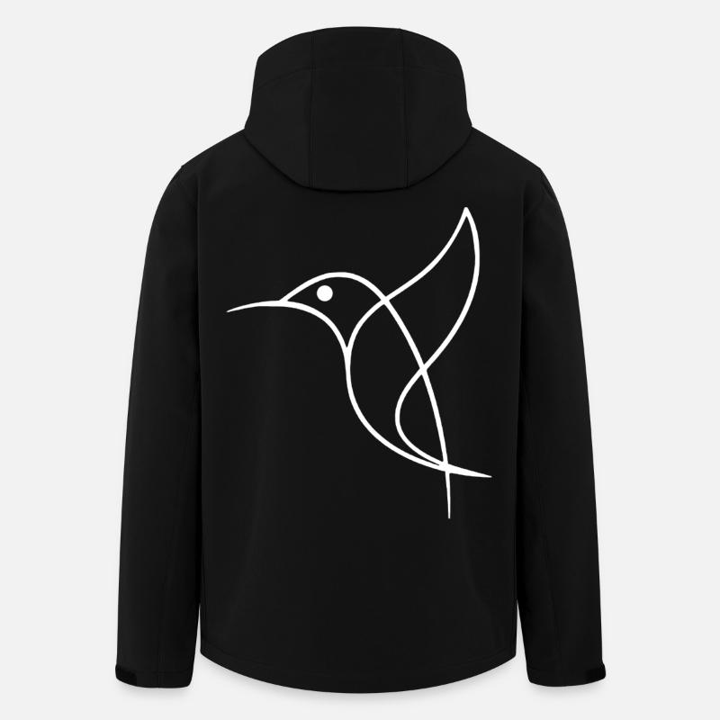Croquis d'un oiseau blanc - Veste softshell homme en polyester recyclé Stanley/Stella - noir