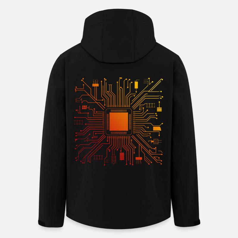 Tech Computer Motherboard Abstrakter Mikrochip - Recycelte Männer Softshell-Jacke von Stanley/Stella - Schwarz