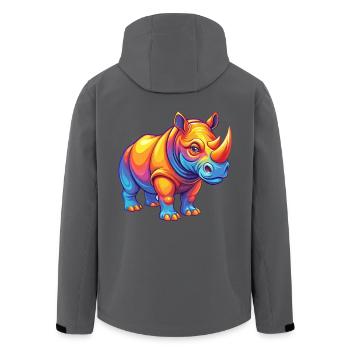 Rhino Colorful Kawaii Cartoon Character Clipart - Men’s Recycled Softshell Jacket by Stanley/Stella - black - Back - AI Model Male 185 light (185cm)