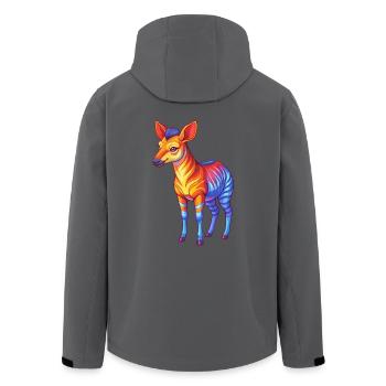 Okapi Colorful Kawaii Cartoon Character Clipart - Men’s Recycled Softshell Jacket by Stanley/Stella - black - Back - AI Model Male 185 light (185cm)