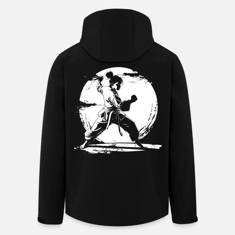 Dessin de fille de karaté - Veste softshell homme en polyester recyclé Stanley/Stella - noir