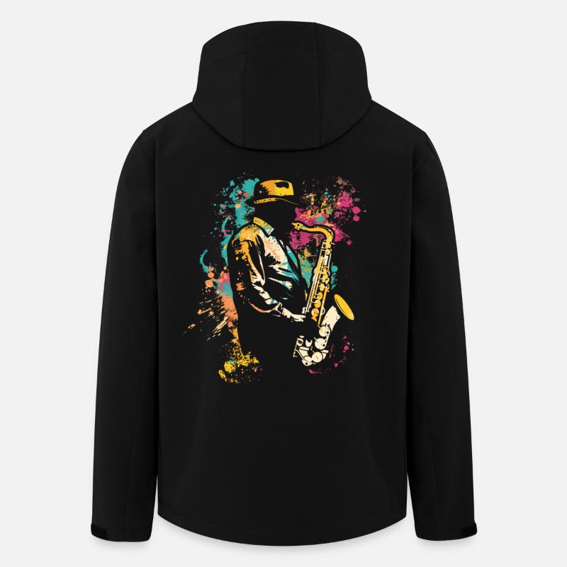 Saxophone player street art - Men’s Recycled Softshell Jacket by Stanley/Stella - black