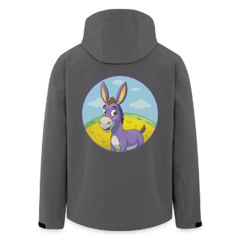 Donkey Cute Kawaii Cartoon Clipart Animal Pet - Men’s Recycled Softshell Jacket by Stanley/Stella - black - Back - AI Model Male 185 light (185cm)