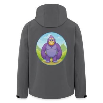 Gorille mignon kawaii dessin animé Clipart animal de compagnie - Veste softshell homme en polyester recyclé Stanley/Stella - noir - Dos - AI Model Male 185 light (185cm)