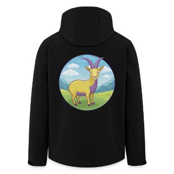 Steinbock Niedliche Kawaii Cartoon Clipart Tier Haustier - Recycelte Männer Softshell-Jacke von Stanley/Stella - Schwarz - Hinten - AI Model Male 185 light (185cm)