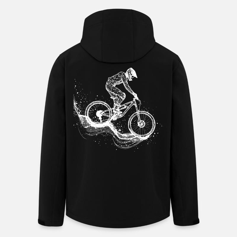 Mountain Biking Drawing - Men’s Recycled Softshell Jacket by Stanley/Stella - black