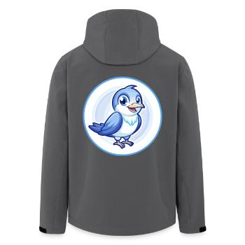 Cuckoo Bird Blue Kawaii Cartoon Character Clipart - Men’s Recycled Softshell Jacket by Stanley/Stella - black - Back - AI Model Male 185 light (185cm)