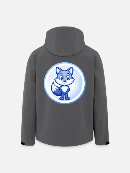 Fox Blue Cute Kawaii Cartoon Character Clipart Pet - Men’s Recycled Softshell Jacket by Stanley/Stella - black