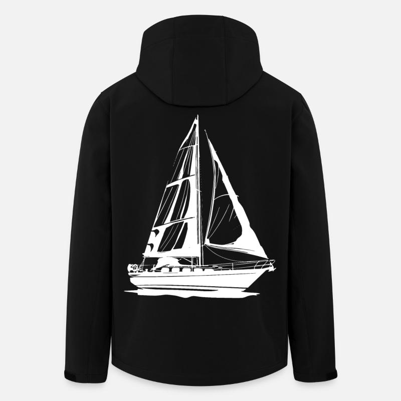 Dessin de voilier - Veste softshell homme en polyester recyclé Stanley/Stella - noir