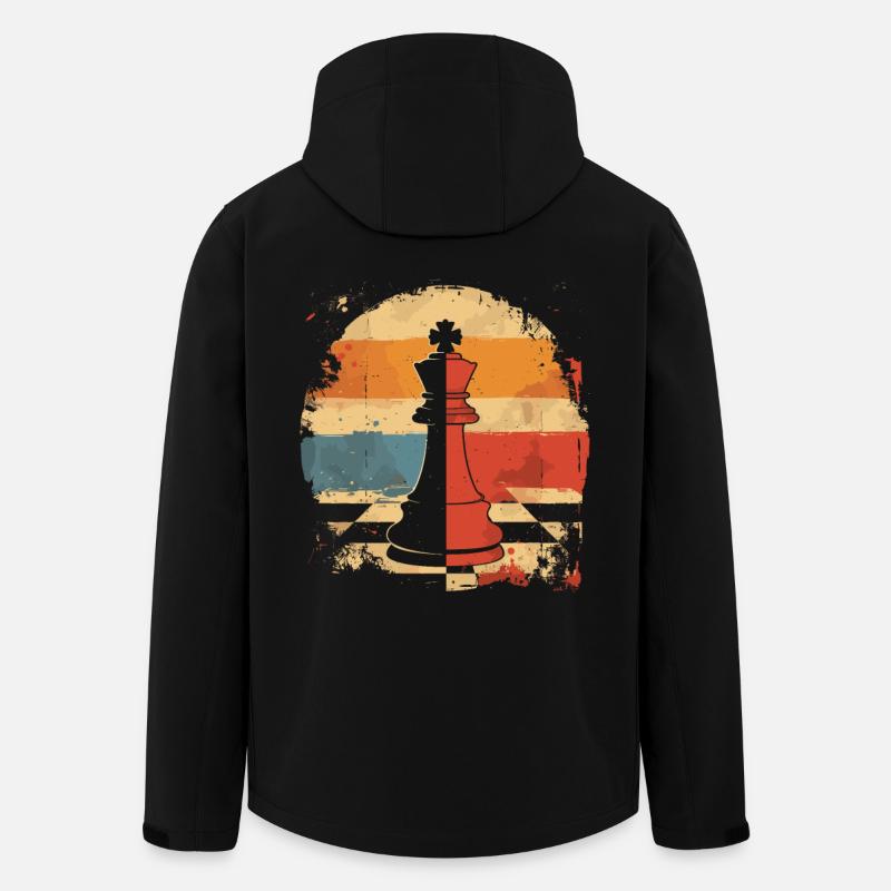 Pièce d’échecs Retrowave - Veste softshell homme en polyester recyclé Stanley/Stella - noir