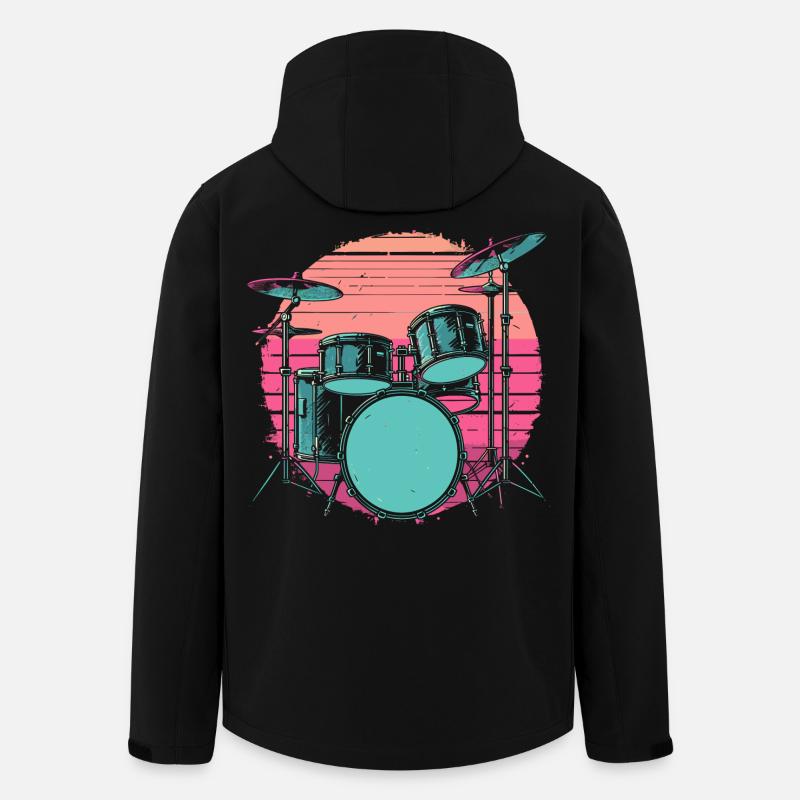 Drums Synthwave - Men’s Recycled Softshell Jacket by Stanley/Stella - black