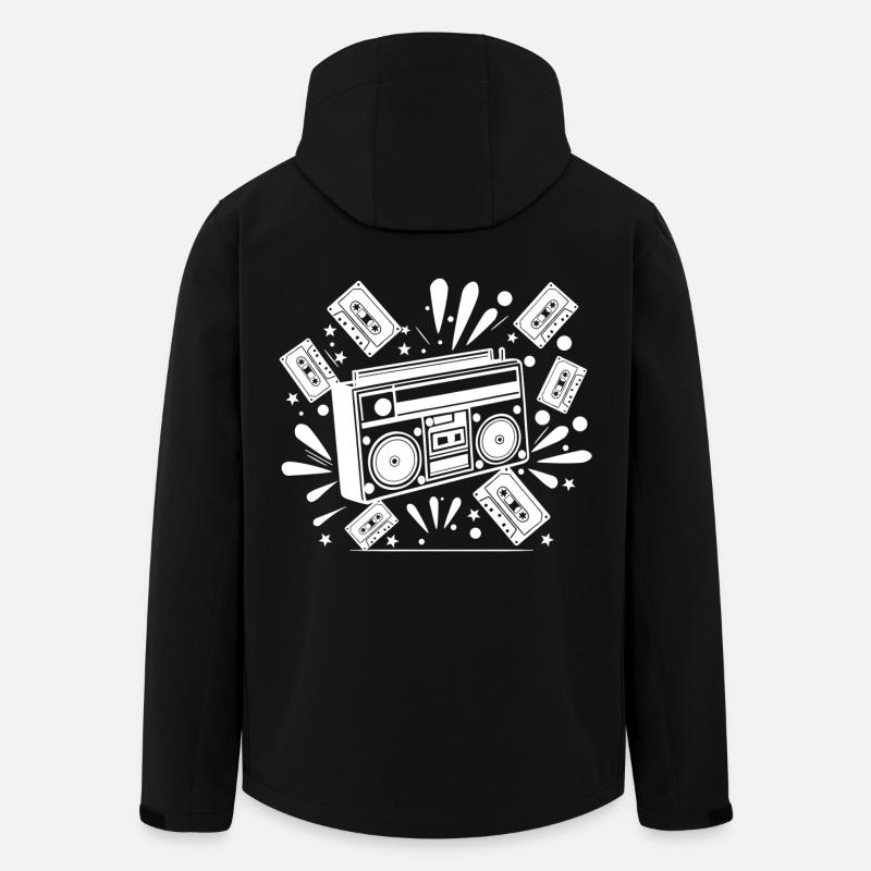 Radiocassette, musique, nostalgie - Veste softshell homme en polyester recyclé Stanley/Stella - noir